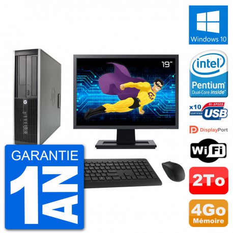 PC HP Compaq 6200 Pro SFF Ecran 19" G630 RAM 4Go Disque Dur 2To Windows 10 Wifi
