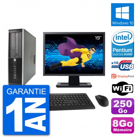 PC HP Compaq 6200 Pro SFF Ecran 19" G630 RAM 8Go Disque 250Go Windows 10 Wifi