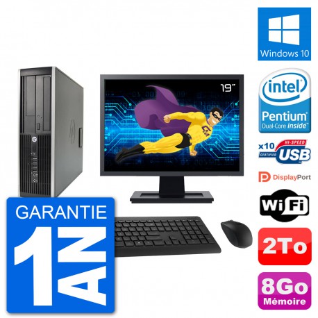 PC HP Compaq 6200 Pro SFF Ecran 19" G630 RAM 8Go Disque Dur 2To Windows 10 Wifi