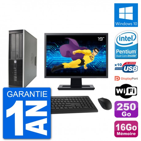 PC HP Compaq 6200 Pro SFF Ecran 19" G630 RAM 16Go Disque 250Go Windows 10 Wifi