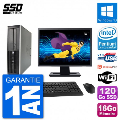PC HP Compaq 6200 Pro SFF Ecran 19" G630 RAM 16Go SSD 120Go Windows 10 Wifi