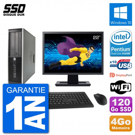 PC HP Compaq 6200 Pro SFF Ecran 22" Intel G630 RAM 4Go SSD 120Go Windows 10 Wifi