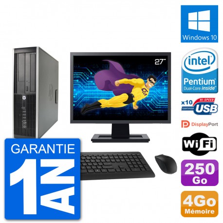 PC HP Compaq 6200 Pro SFF Ecran 27" G630 RAM 4Go Disque 250Go Windows 10 Wifi