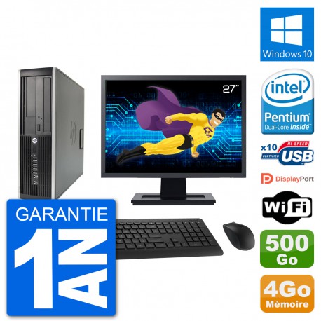 PC HP Compaq 6200 Pro SFF Ecran 27" G630 RAM 4Go Disque 500Go Windows 10 Wifi