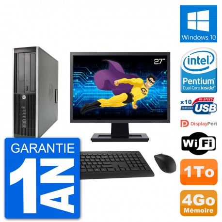 PC HP Compaq 6200 Pro SFF Ecran 27" G630 RAM 4Go Disque Dur 1To Windows 10 Wifi