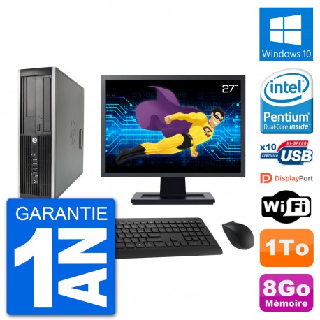 PC HP Compaq 6200 Pro SFF Ecran 27" G630 RAM 8Go Disque Dur 1To Windows 10 Wifi