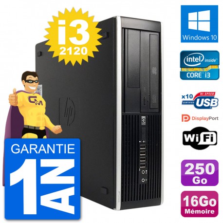 PC HP Compaq 6200 Pro SFF Intel i3-2120 RAM 16Go Disque 250Go Windows 10 Wifi