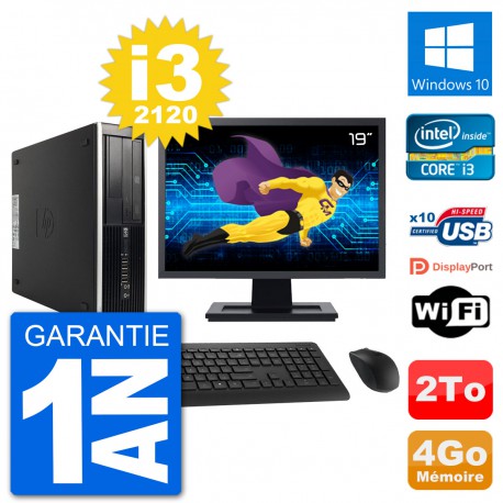 PC HP Compaq 6200 Pro SFF Ecran 19" i3-2120 RAM 4Go Disque 2To Windows 10 Wifi