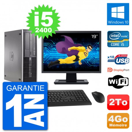 PC HP Compaq 6200 Pro SFF Ecran 19" i5-2400 RAM 4Go Disque 2To Windows 10 Wifi