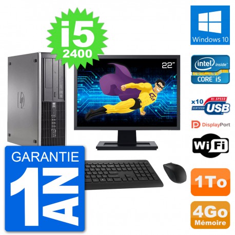 PC HP Compaq 6200 Pro SFF Ecran 22" i5-2400 RAM 4Go Disque 1To Windows 10 Wifi