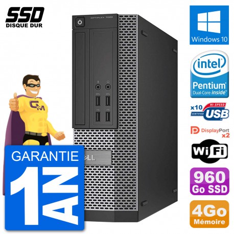 PC Dell OptiPlex 7020 SFF Intel G3220 RAM 4Go SSD 960Go Windows 10 Wifi