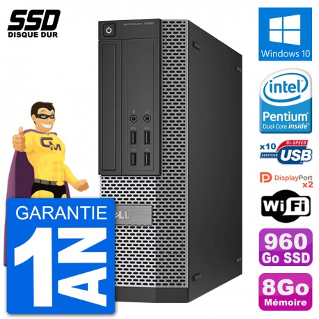 PC Dell OptiPlex 7020 SFF Intel G3220 RAM 8Go SSD 960Go Windows 10 Wifi