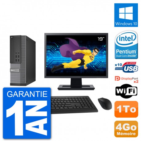 PC Dell 7020 SFF Ecran 19" Intel G3220 RAM 4Go Disque Dur 1To Windows 10 Wifi
