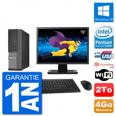 PC Dell 7020 SFF Ecran 19" Intel G3220 RAM 4Go Disque Dur 2To Windows 10 Wifi