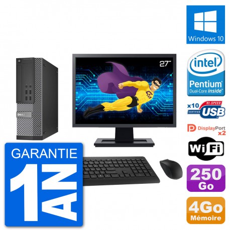 PC Dell 7020 SFF Ecran 27" Intel G3220 RAM 4Go Disque Dur 250Go Windows 10 Wifi