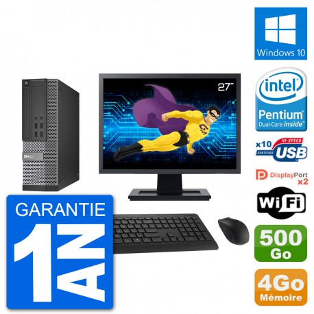 PC Dell 7020 SFF Ecran 27" Intel G3220 RAM 4Go Disque Dur 500Go Windows 10 Wifi