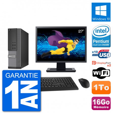 PC Dell 7020 SFF Ecran 27" Intel G3220 RAM 16Go Disque Dur 1To Windows 10 Wifi