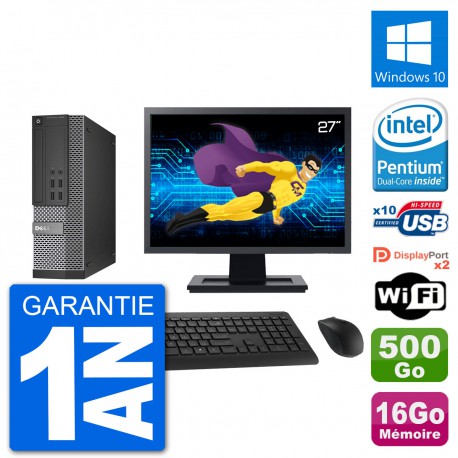 PC Dell 7020 SFF Ecran 27" Intel G3220 RAM 16Go Disque Dur 500Go Windows 10 Wifi