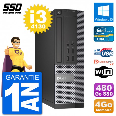 PC Dell OptiPlex 7020 SFF Intel i3-4130 RAM 4Go SSD 480Go Windows 10 Wifi
