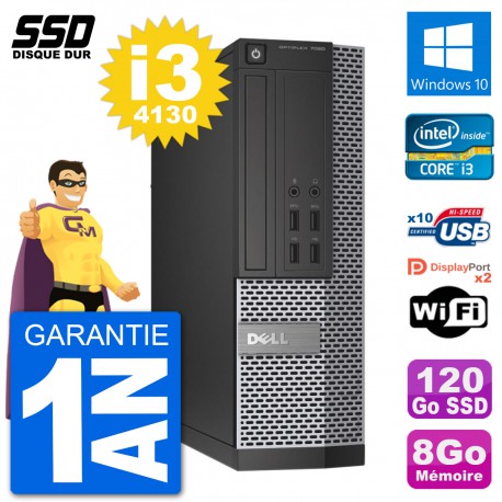 PC Dell OptiPlex 7020 SFF Intel i3-4130 RAM 8Go SSD 120Go Windows 10 Wifi