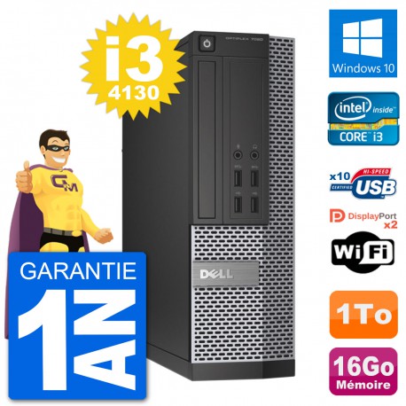 PC Dell OptiPlex 7020 SFF Intel i3-4130 RAM 16Go Disque Dur 1To Windows 10 Wifi