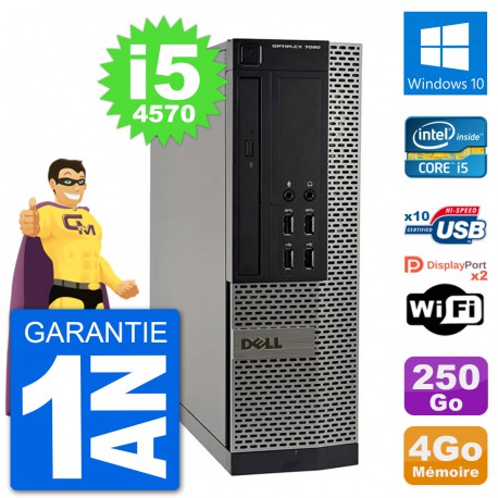 PC Dell OptiPlex 7020 SFF Intel i5-4570 RAM 4Go Disque Dur 250Go Windows 10 Wifi