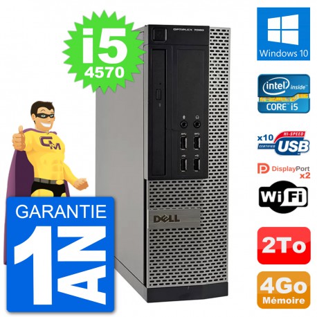 PC Dell OptiPlex 7020 SFF Intel i5-4570 RAM 4Go Disque Dur 2To Windows 10 Wifi