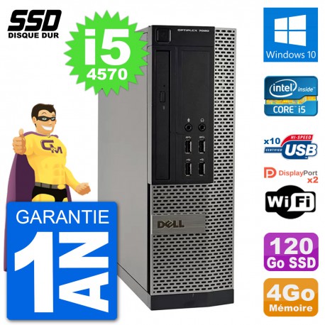PC Dell OptiPlex 7020 SFF Intel i5-4570 RAM 4Go SSD 120Go Windows 10 Wifi