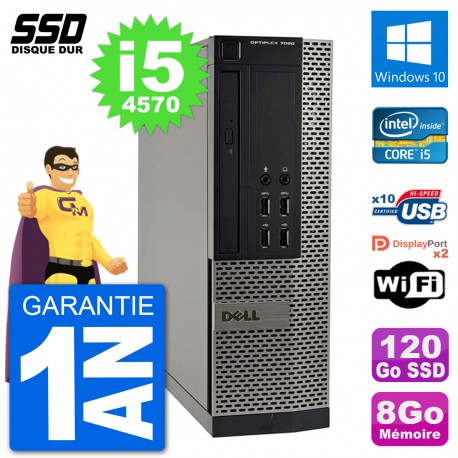 PC Dell OptiPlex 7020 SFF Intel i5-4570 RAM 8Go SSD 120Go Windows 10 Wifi