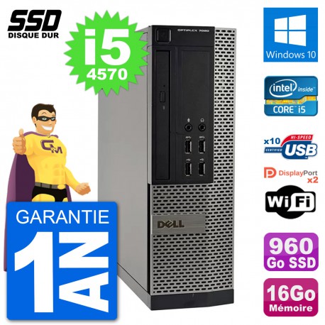 PC Dell OptiPlex 7020 SFF Intel i5-4570 RAM 16Go SSD 960Go Windows 10 Wifi
