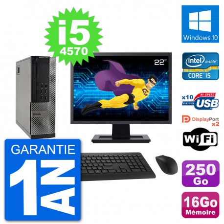 PC Dell 7020 SFF Ecran 22" i5-4570 RAM 16Go Disque Dur 250Go Windows 10 Wifi