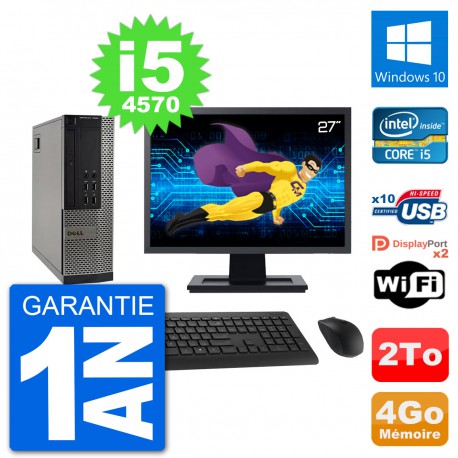 PC Dell 7020 SFF Ecran 27" Intel i5-4570 RAM 4Go Disque Dur 2To Windows 10 Wifi
