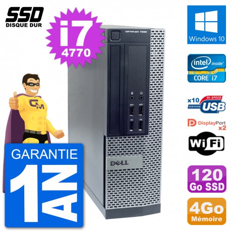 PC Dell OptiPlex 7020 SFF Intel i7-4770 RAM 4Go SSD 120Go Windows 10 Wifi