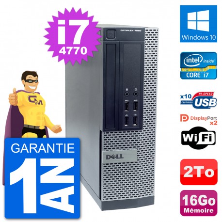 PC Dell OptiPlex 7020 SFF Intel i7-4770 RAM 16Go Disque Dur 2To Windows 10 Wifi