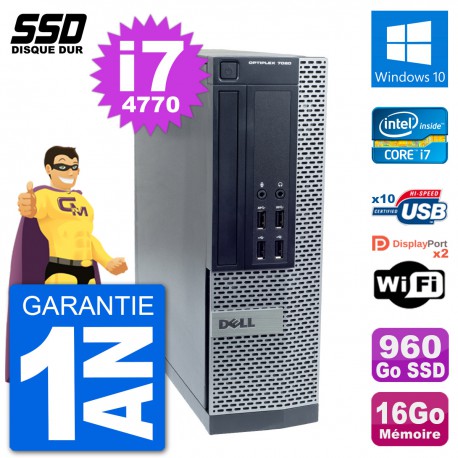 PC Dell OptiPlex 7020 SFF Intel i7-4770 RAM 16Go SSD 960Go Windows 10 Wifi