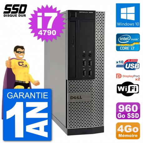 PC Dell OptiPlex 7020 SFF Intel i7-4790 RAM 4Go SSD 960Go Windows 10 Wifi