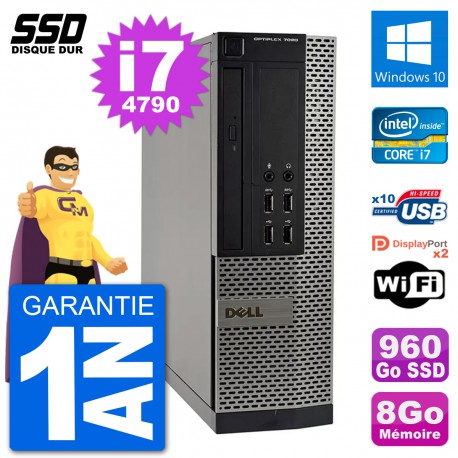 PC Dell OptiPlex 7020 SFF Intel i7-4790 RAM 8Go SSD 960Go Windows 10 Wifi