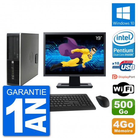 PC HP Compaq Pro 6300 SFF Ecran 19" G630 RAM 4Go Disque 500Go Windows 10 Wifi