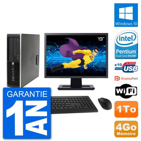 PC HP Compaq Pro 6300 SFF Ecran 19" G630 RAM 4Go Disque Dur 1To Windows 10 Wifi