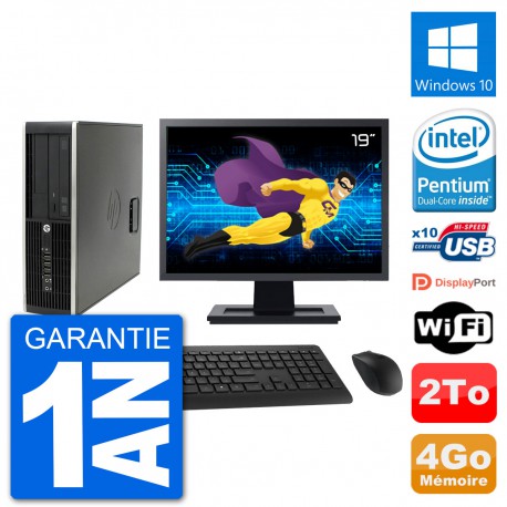 PC HP Compaq Pro 6300 SFF Ecran 19" G630 RAM 4Go Disque Dur 2To Windows 10 Wifi