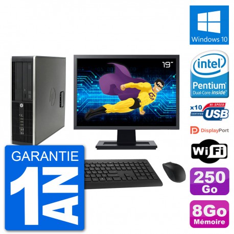 PC HP Compaq Pro 6300 SFF Ecran 19" G630 RAM 8Go Disque 250Go Windows 10 Wifi