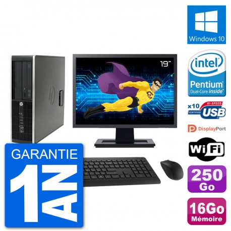 PC HP Compaq Pro 6300 SFF Ecran 19" G630 RAM 16Go Disque 250Go Windows 10 Wifi