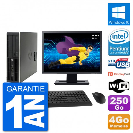PC HP Compaq Pro 6300 SFF Ecran 22" G630 RAM 4Go Disque 250Go Windows 10 Wifi