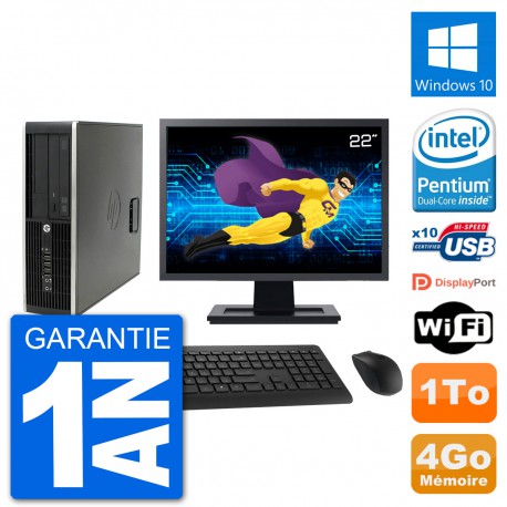 PC HP Compaq Pro 6300 SFF Ecran 22" G630 RAM 4Go Disque Dur 1To Windows 10 Wifi