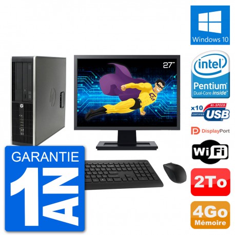 PC HP Compaq Pro 6300 SFF Ecran 27" G630 RAM 4Go Disque Dur 2To Windows 10 Wifi