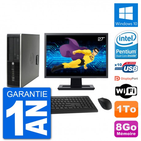 PC HP Compaq Pro 6300 SFF Ecran 27" G630 RAM 8Go Disque Dur 1To Windows 10 Wifi