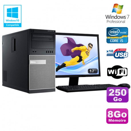 Lot PC Tour Dell 7010 Core I5-3470 3.2Ghz 8Go 250Go DVD WIFI Win 7 + Ecran 17