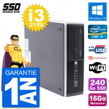 PC HP Compaq Pro 6300 SFF Intel i3-2120 RAM 16Go SSD 240Go Windows 10 Wifi