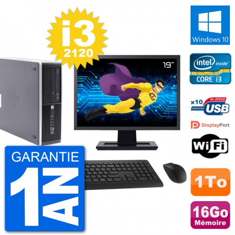PC HP Compaq Pro 6300 SFF Ecran 19" i3-2120 RAM 16Go Disque 1To Windows 10 Wifi