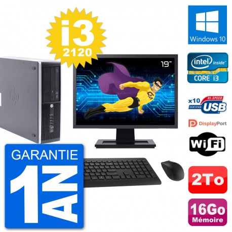 PC HP Compaq Pro 6300 SFF Ecran 19" i3-2120 RAM 16Go Disque 2To Windows 10 Wifi